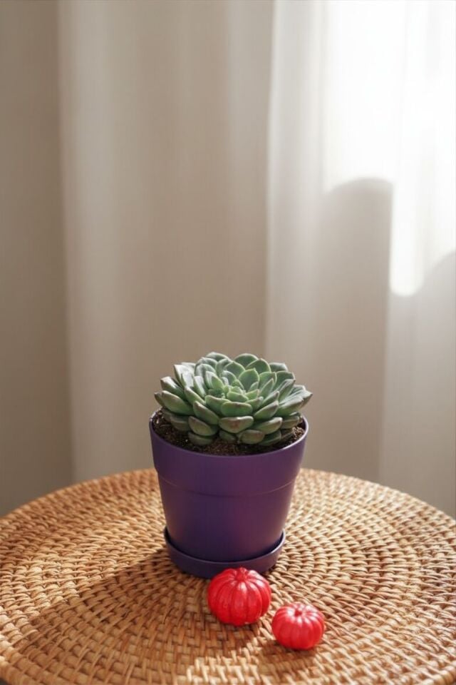 Mor Saksıda Echeveria İthal Sukulent
