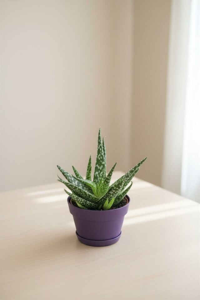 Yeşil Saksıda Haworthia Aristata Saksıda Sukulent